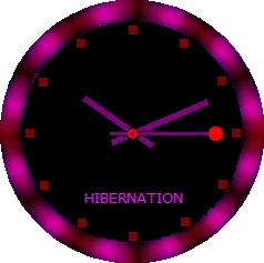purple view of the clock