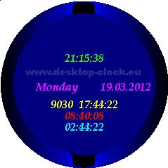desktop clock without clock's hands showing time,long date,countdown timer to the future day in digital form