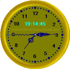 Analog desktop clock preview with classic round dial gold view