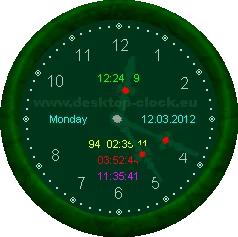 countdown timer, system work time, time to shutdown in the main view of the clock